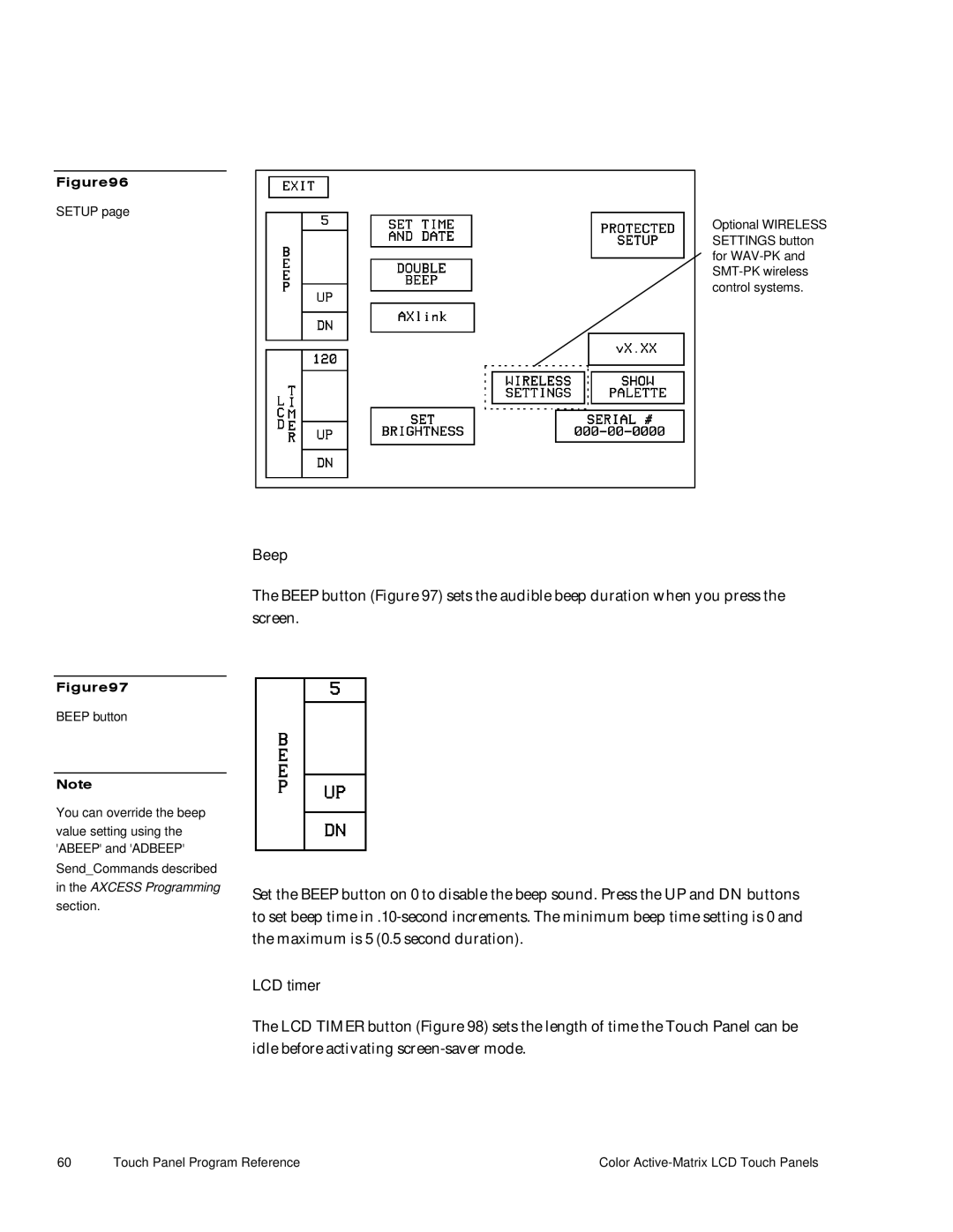 AMX G3 manual Beep, LCD timer 