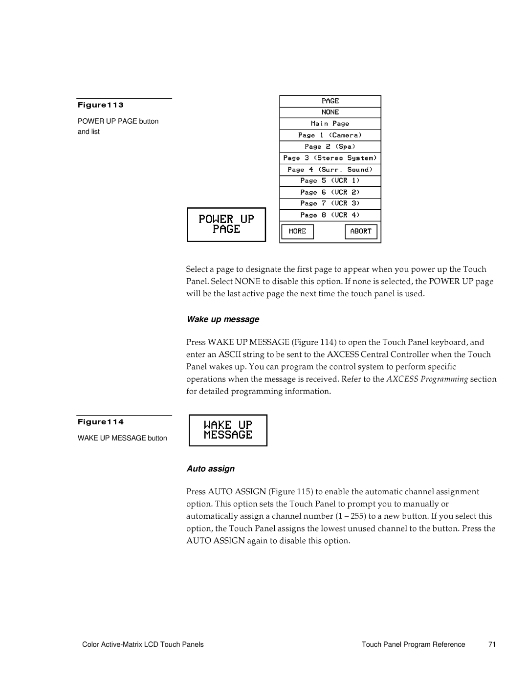 AMX G3 manual Wake up message, Auto assign 