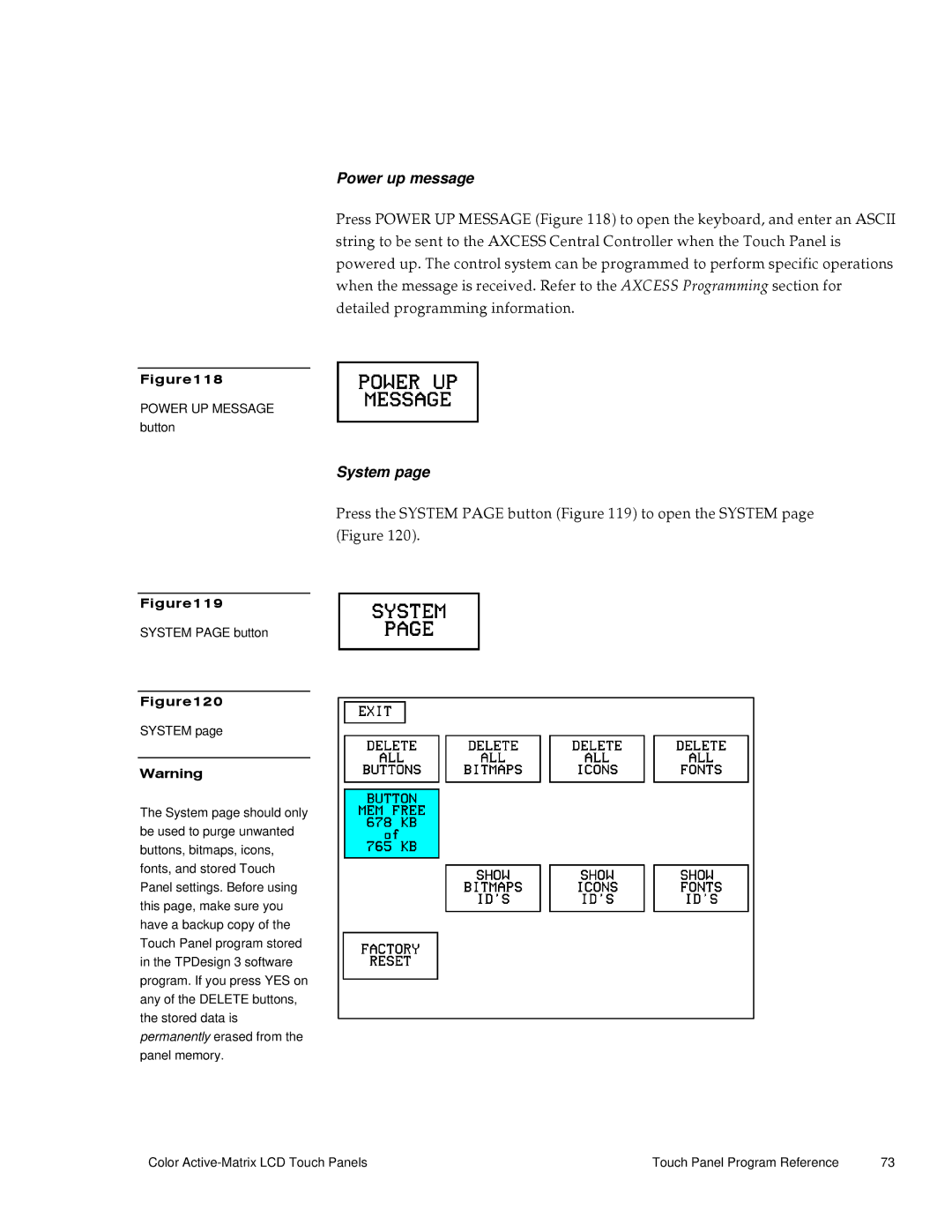 AMX G3 manual Power up message, System 