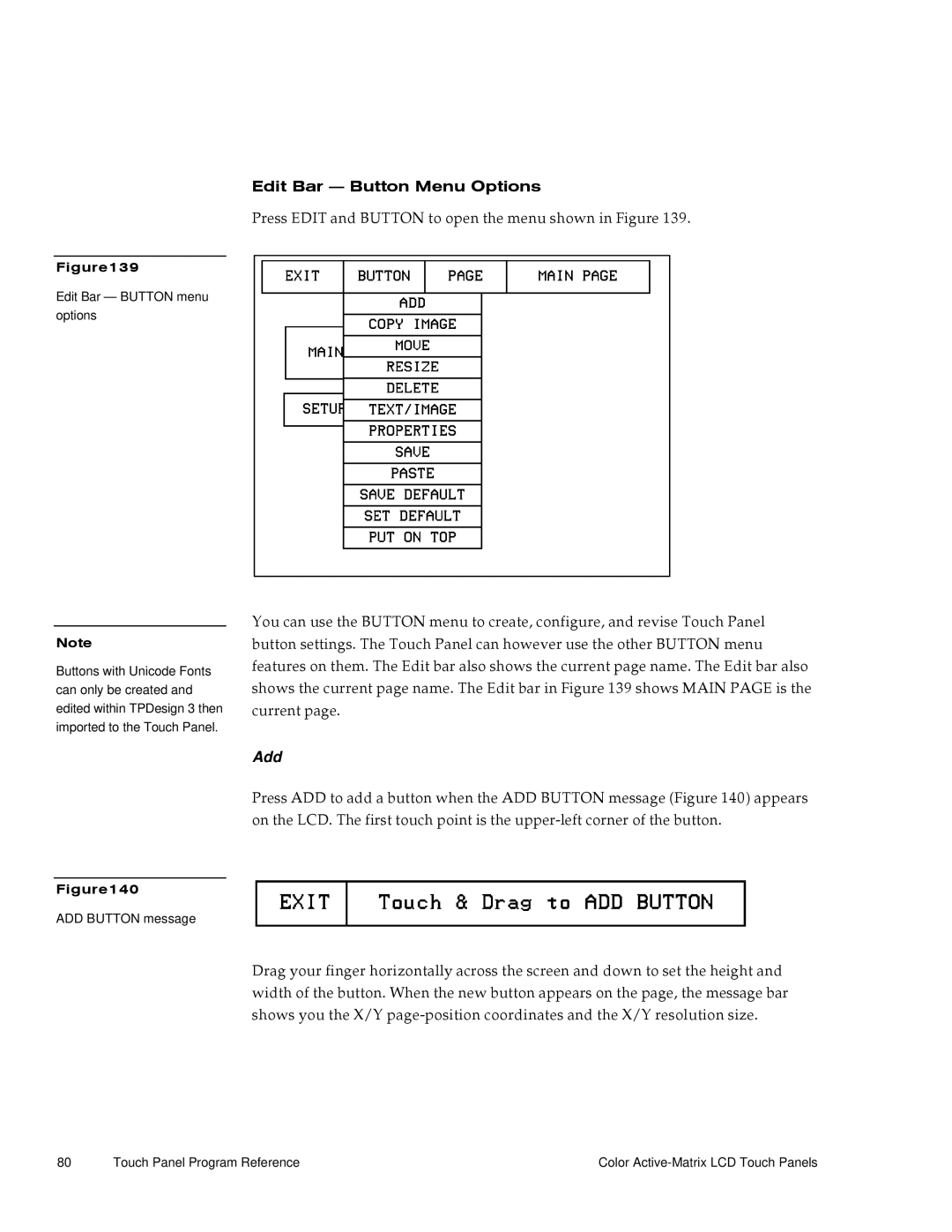 AMX G3 manual Edit Bar Button Menu Options, Add 