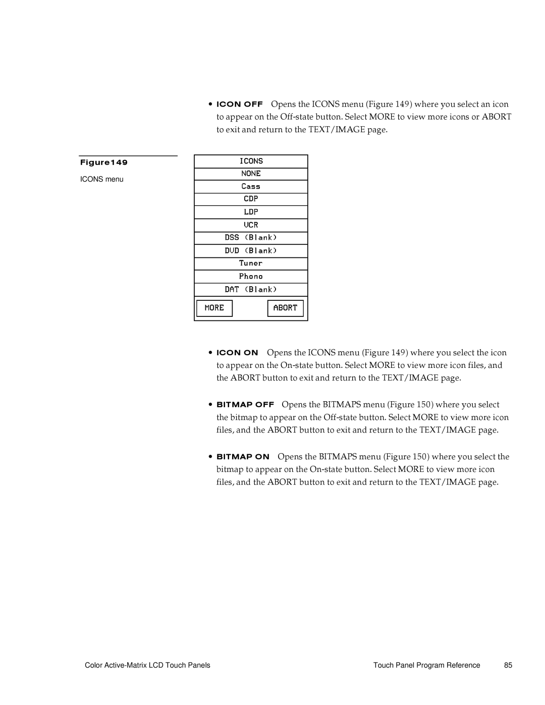 AMX G3 manual Icons menu 