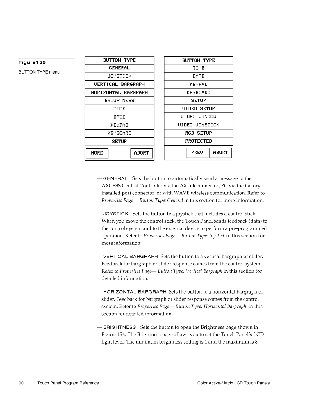 AMX G3 manual Button Type menu 