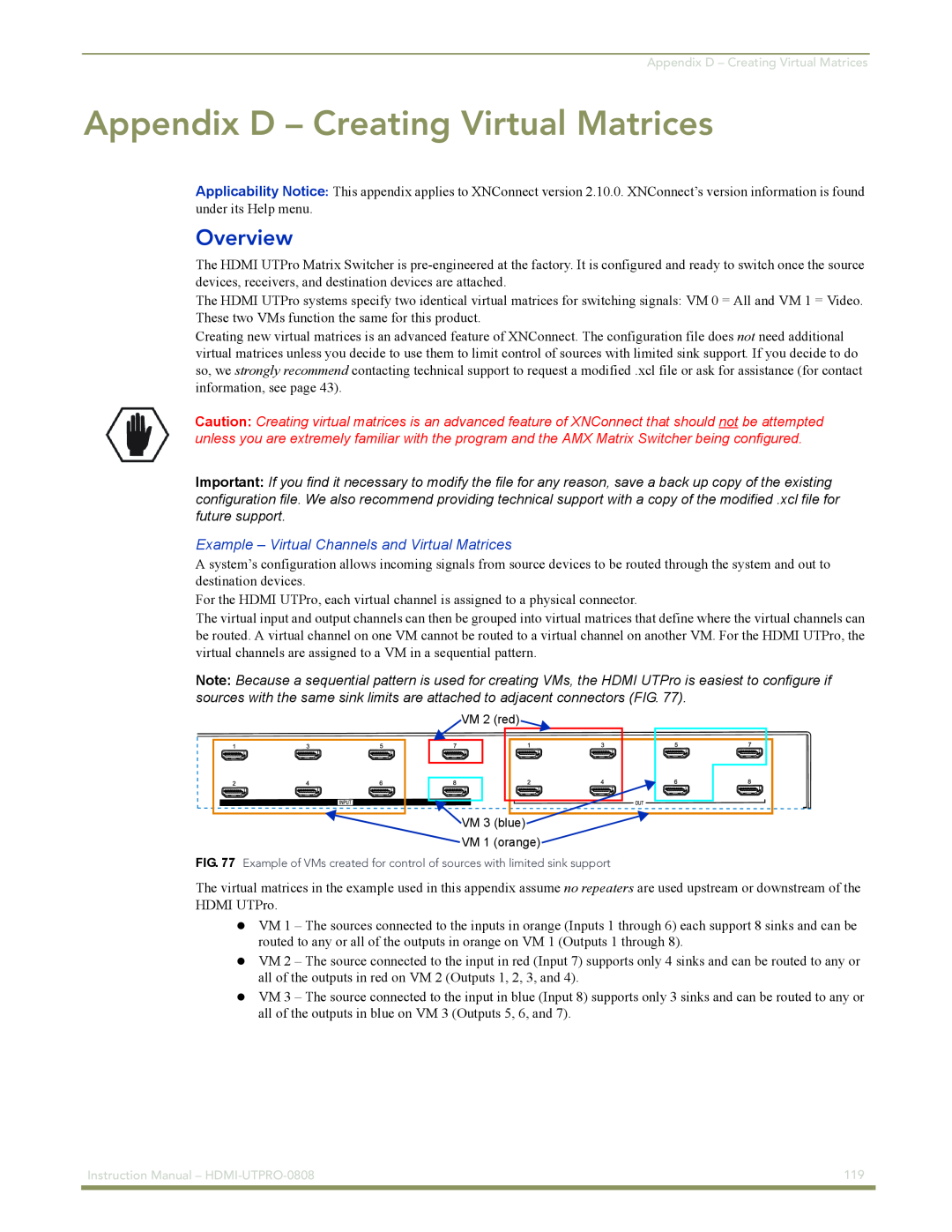 AMX instruction manual Appendix D – Creating Virtual Matrices, Overview, Instruction Manual – HDMI-UTPRO-0808 