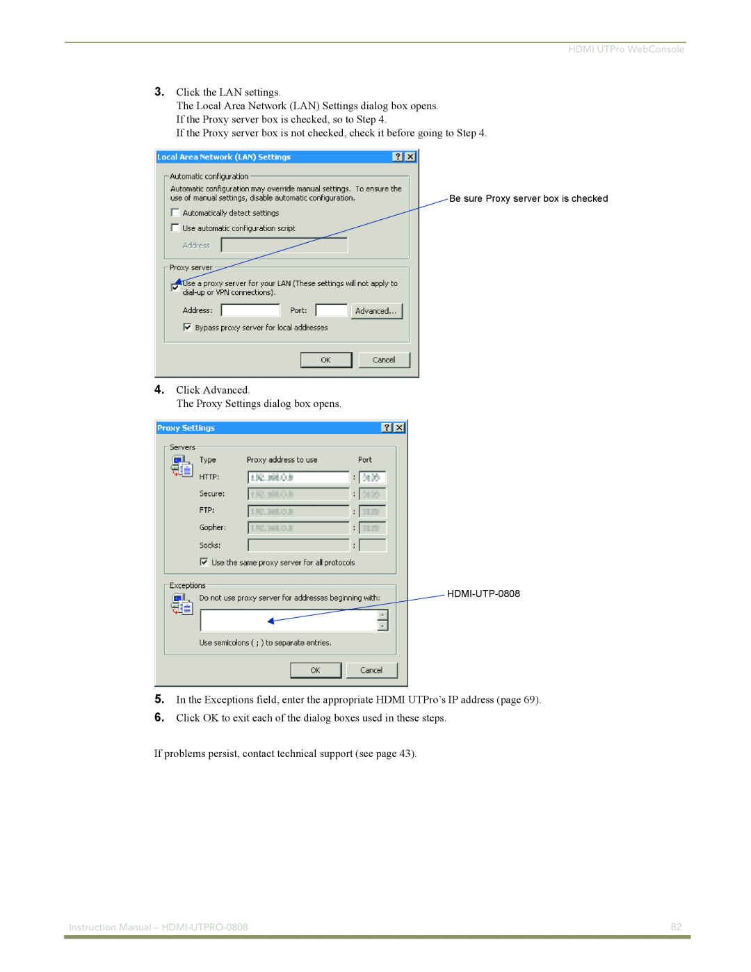 AMX HDMI-UTPRO-0808 instruction manual Click the LAN settings 