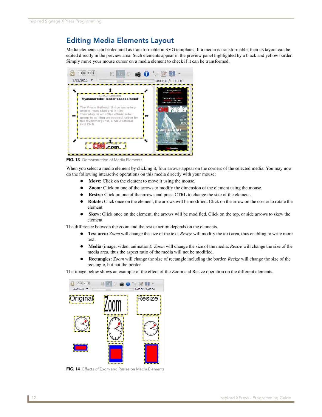 AMX IS-SPX-1000/1300 manual Editing Media Elements Layout, Demonstration of Media Elements 