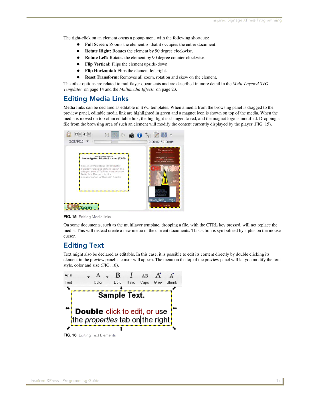 AMX IS-SPX-1000/1300 manual Editing Media Links, Editing Text 