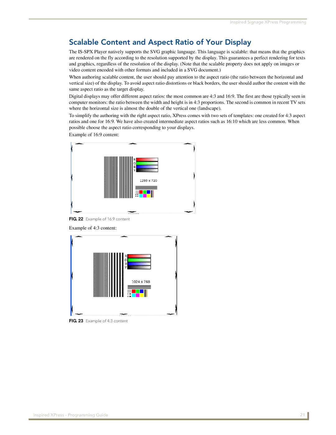 AMX IS-SPX-1000/1300 manual Scalable Content and Aspect Ratio of Your Display, Example of 169 content 