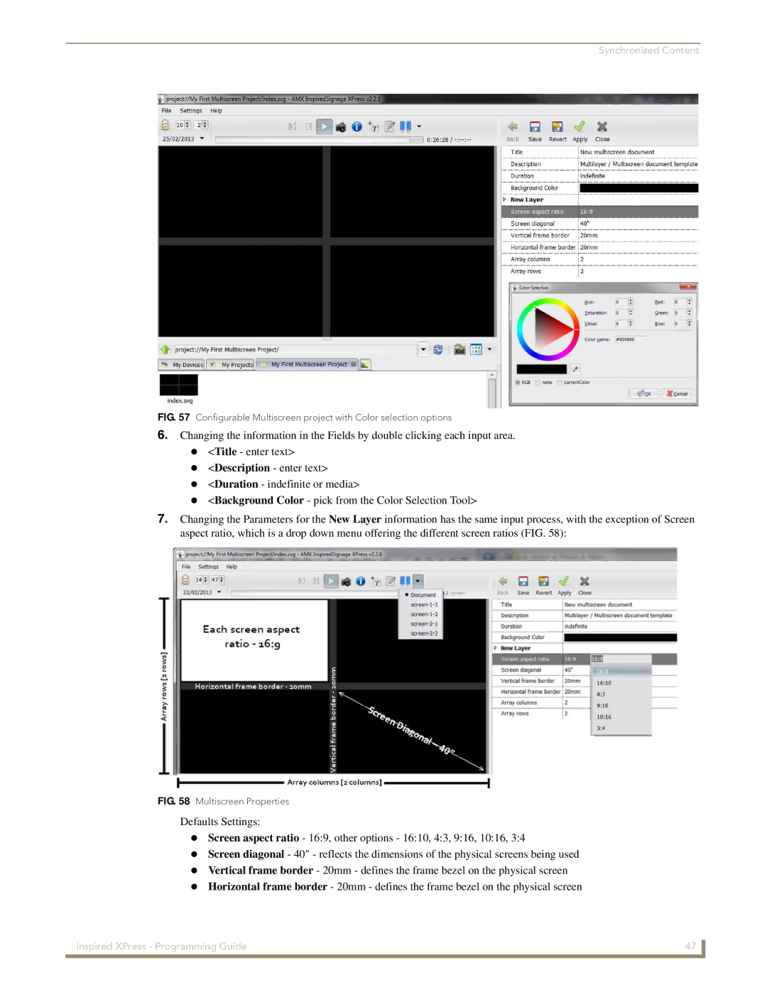 AMX IS-SPX-1000/1300 manual Multiscreen Properties 