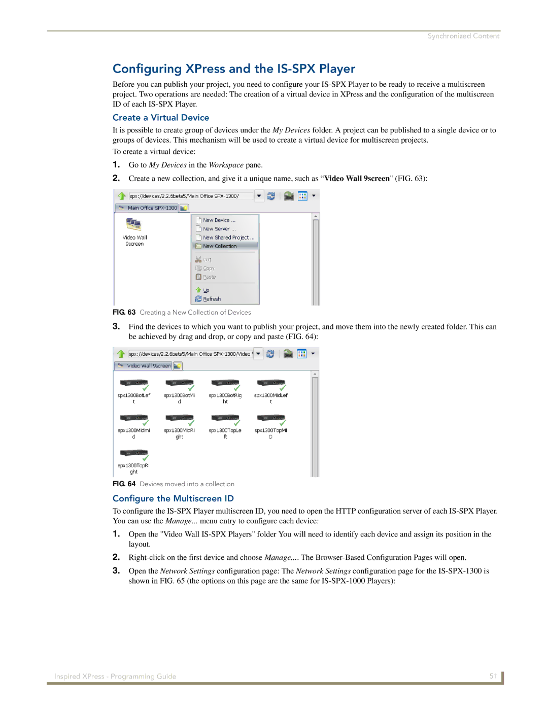 AMX IS-SPX-1000/1300 manual Configuring XPress and the IS-SPX Player, Create a Virtual Device, Configure the Multiscreen ID 