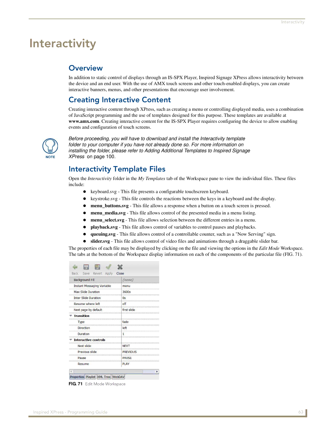 AMX IS-SPX-1000/1300 manual Creating Interactive Content, Interactivity Template Files 