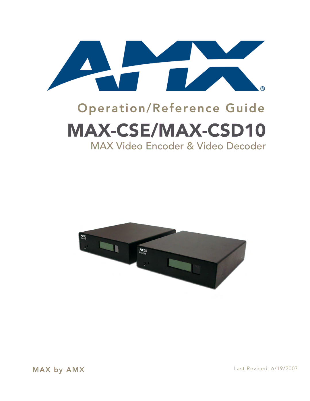 AMX MAX-CSD 10 manual MAX-CSE/MAX-CSD10 