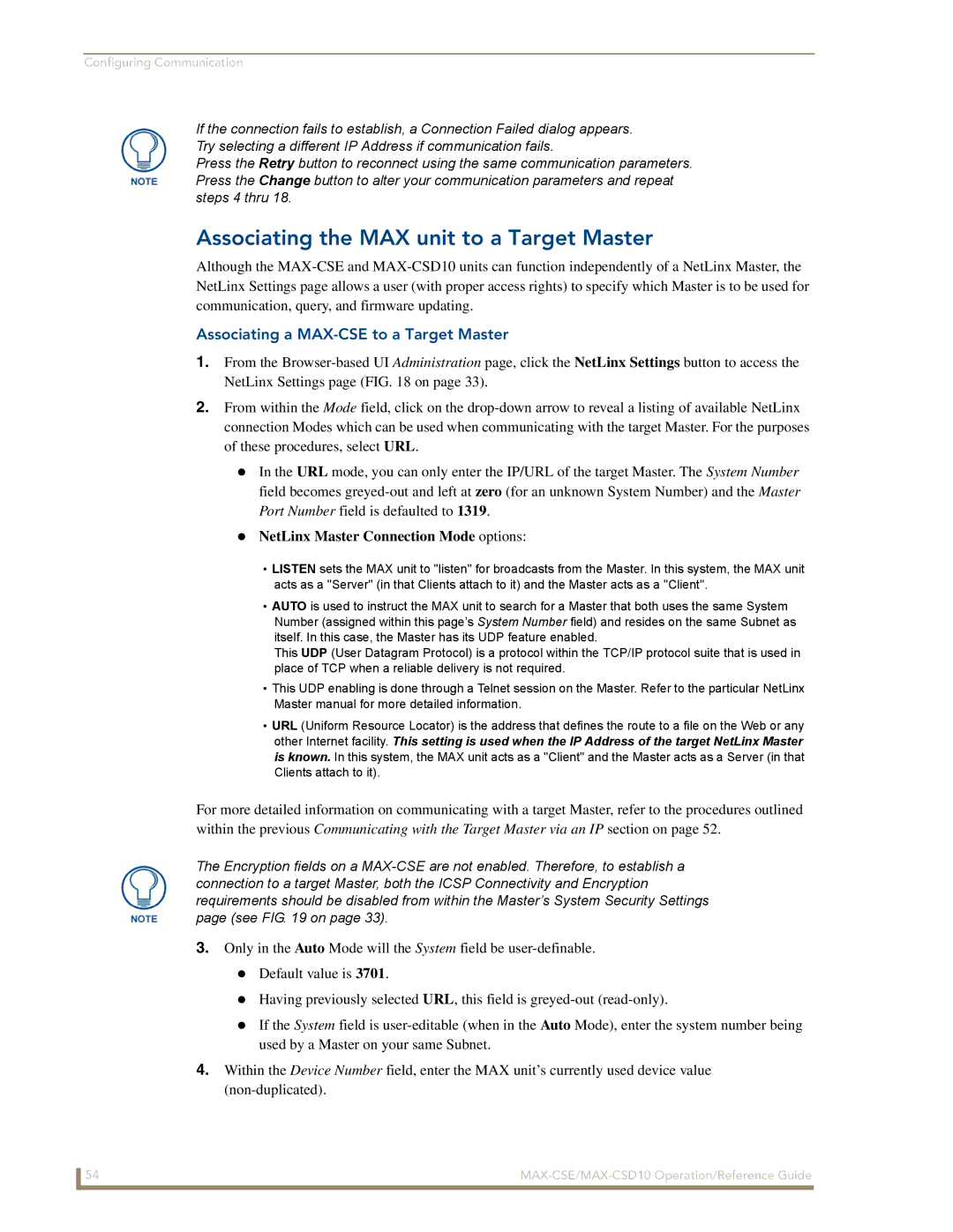 AMX MAX-CSD 10 manual Associating the MAX unit to a Target Master, Associating a MAX-CSE to a Target Master 