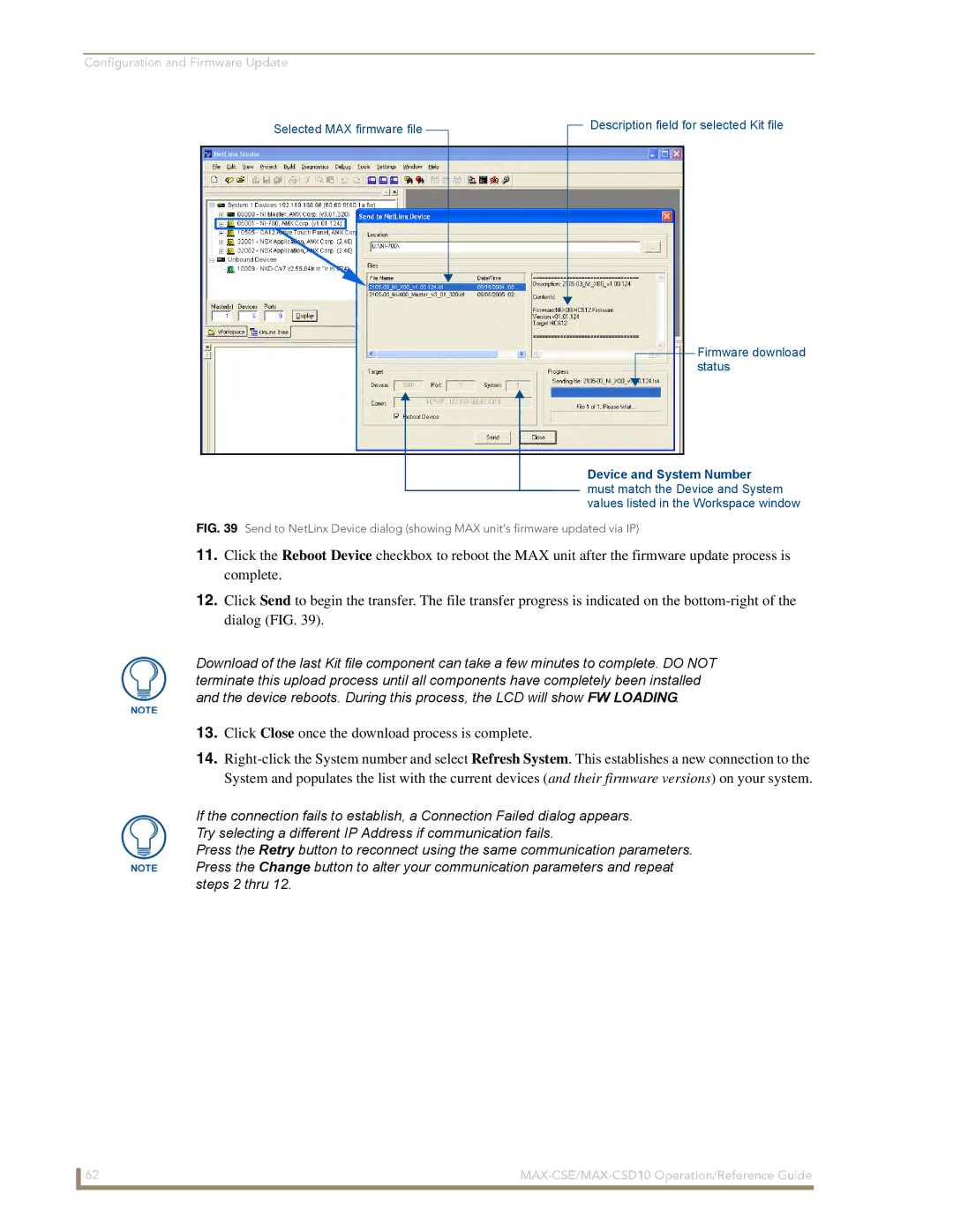 AMX MAX-CSE, MAX-CSD 10 manual Click Close once the download process is complete 