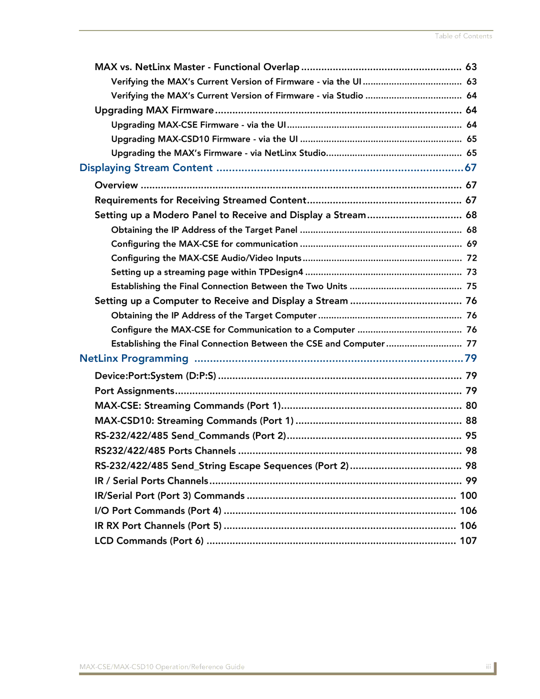 AMX MAX-CSD10, MAX-CSE manual Displaying Stream Content 