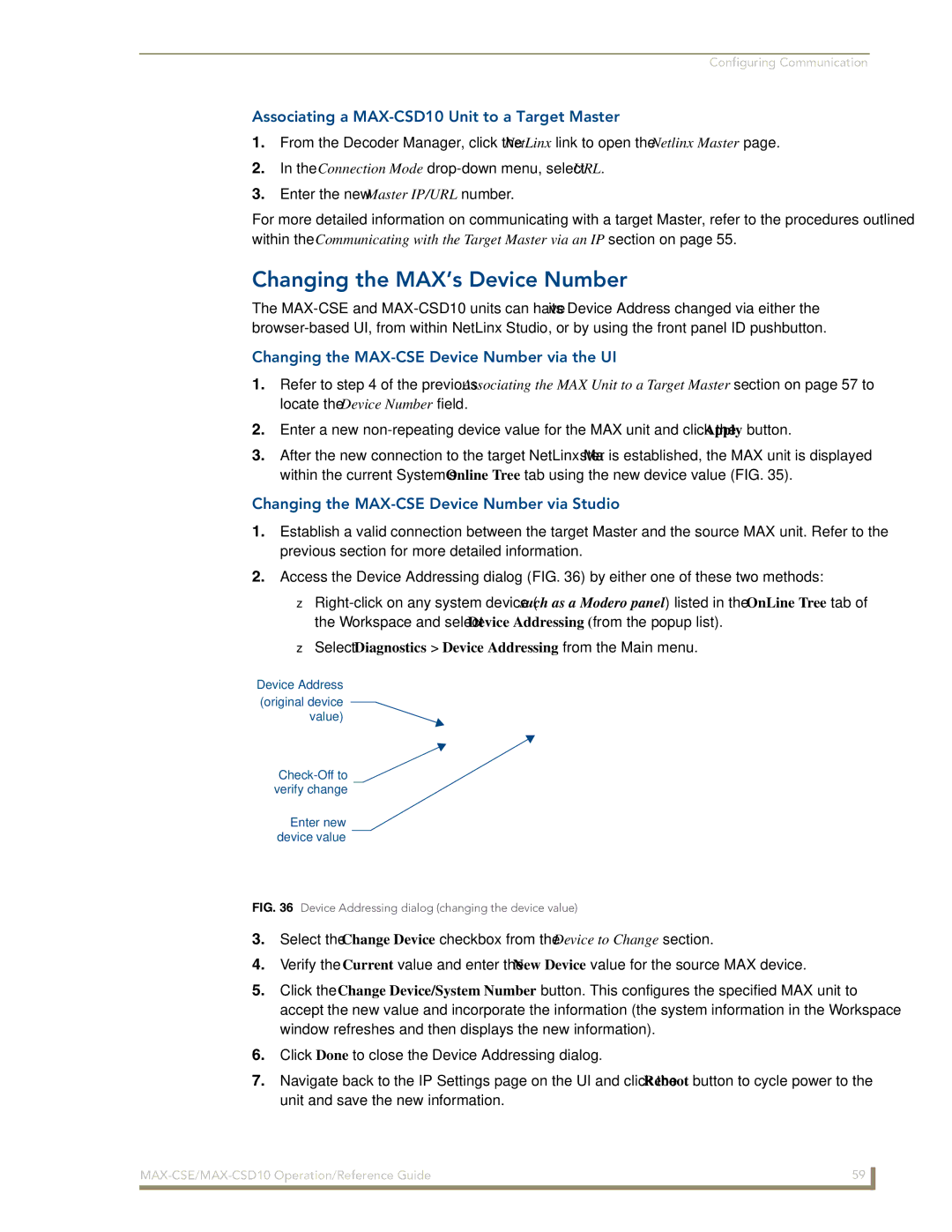 AMX MAX-CSE manual Changing the MAX’s Device Number, Associating a MAX-CSD10 Unit to a Target Master 