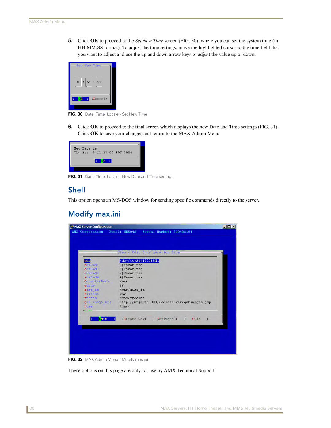 AMX MAX Servers manual Shell, Modify max.ini 