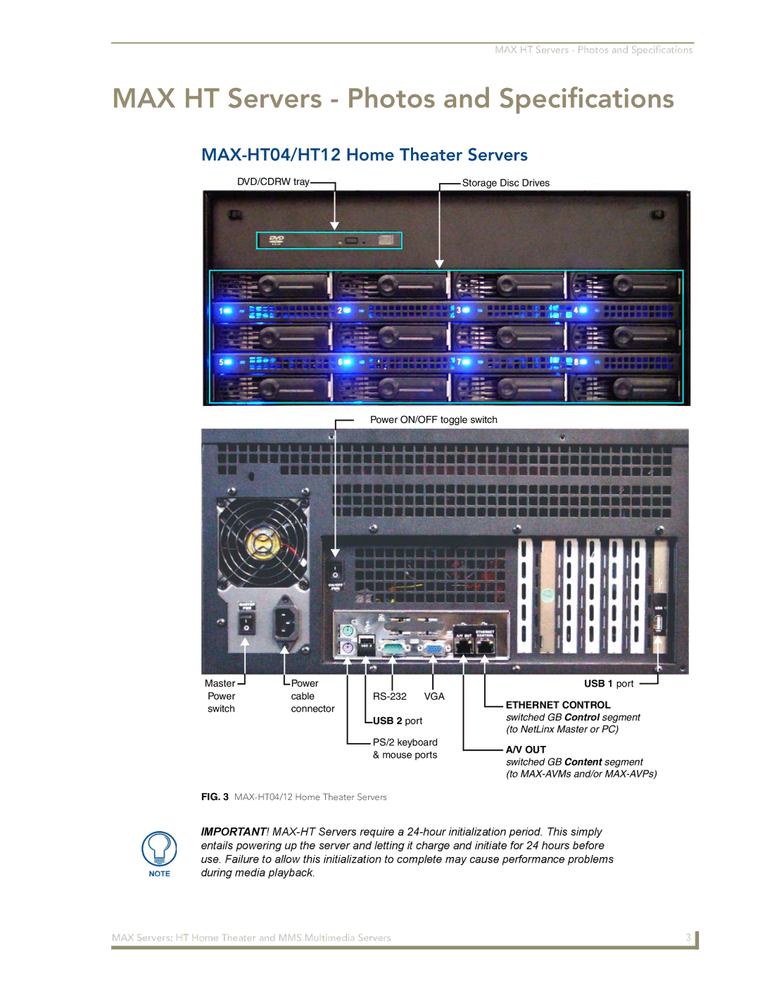 AMX MAX Servers manual MAX HT Servers Photos and Specifications, MAX-HT04/HT12 Home Theater Servers 