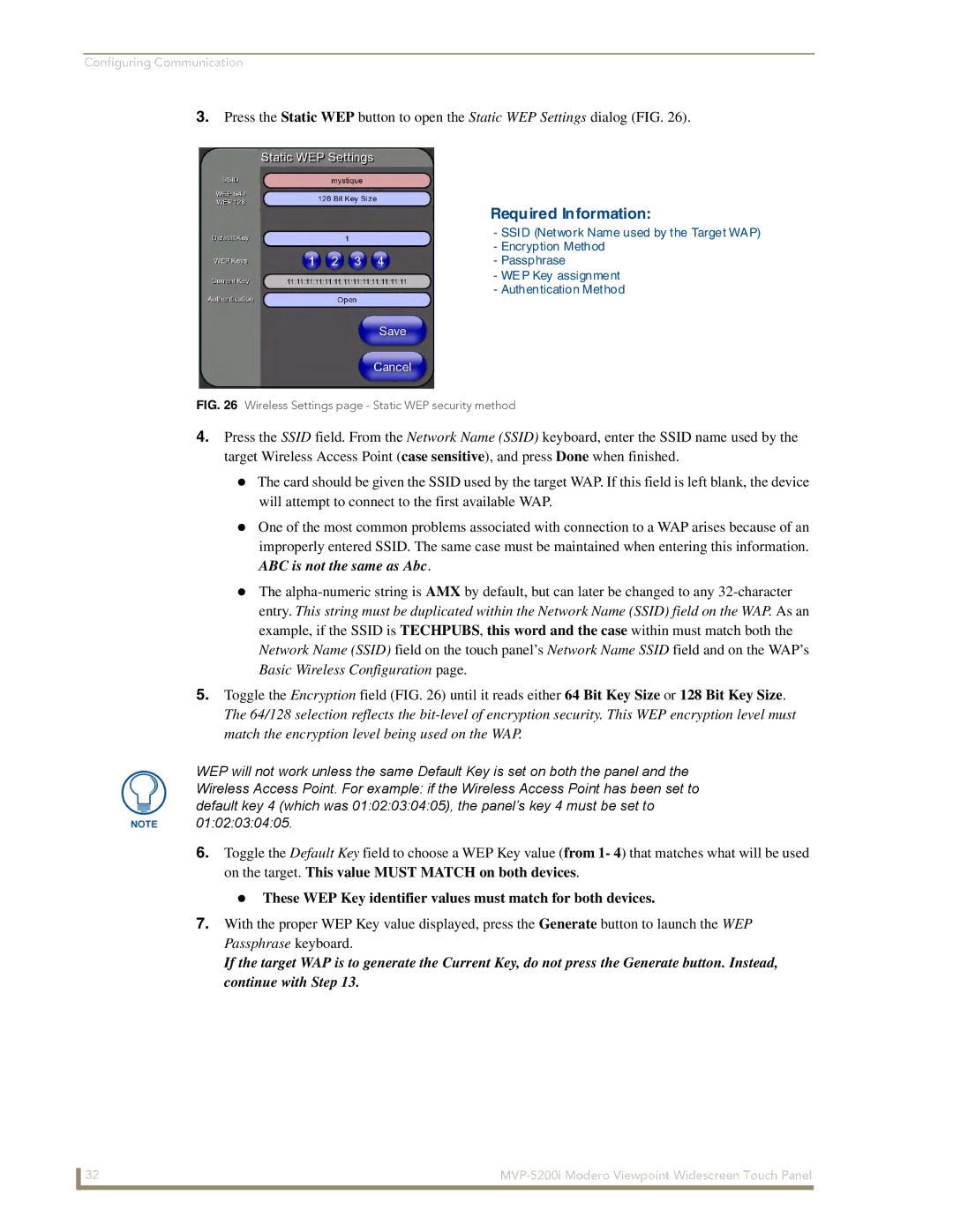 AMX MVP-5200i manual Required Information 