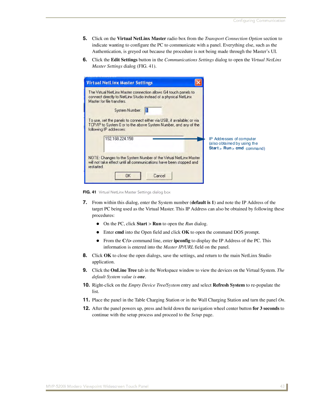 AMX MVP-5200i manual Start Run cmd command 