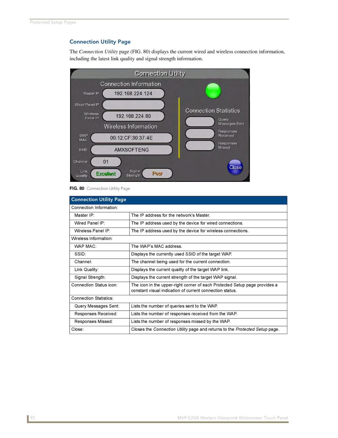 AMX MVP-5200i manual Connection Utility 