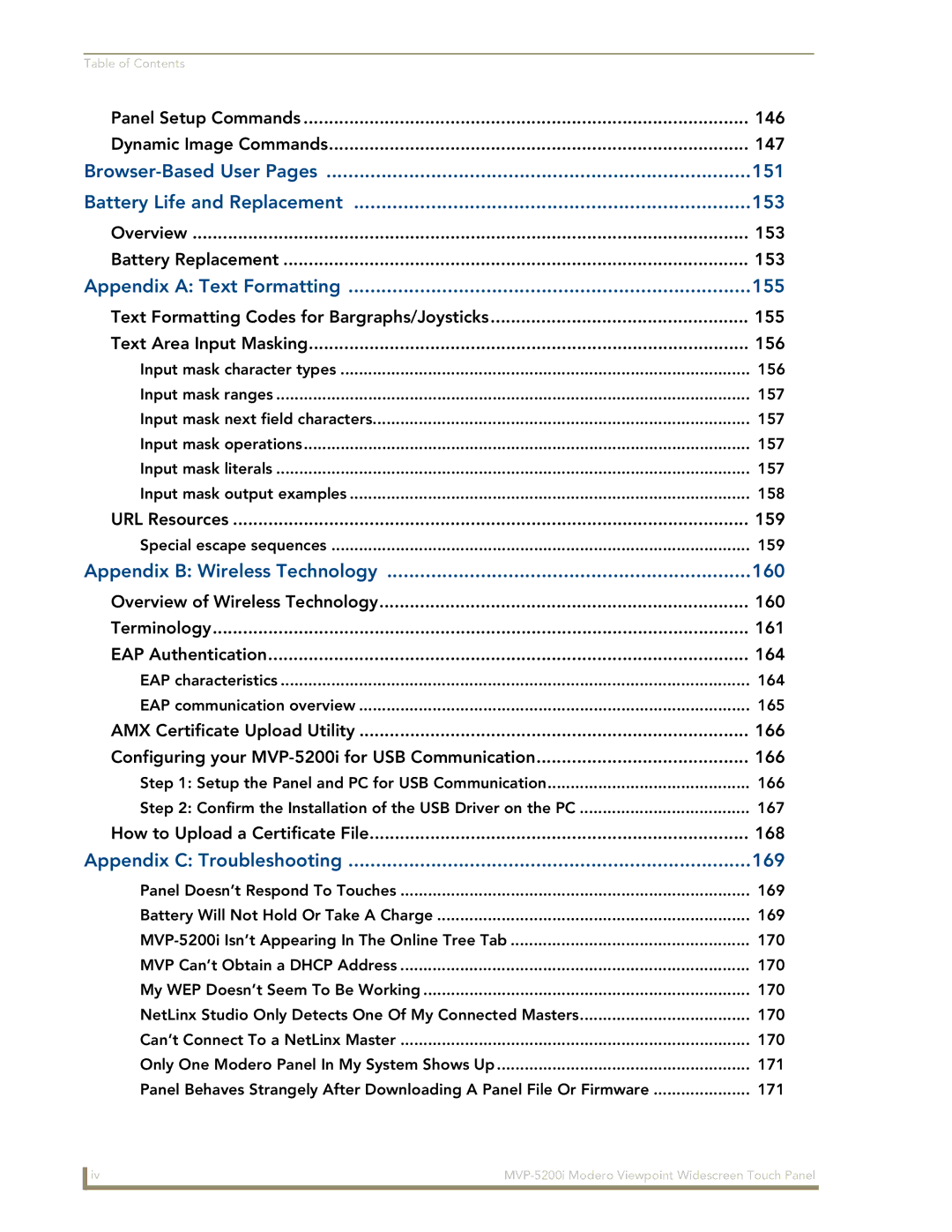 AMX MVP-5200i manual Appendix a Text Formatting 155 