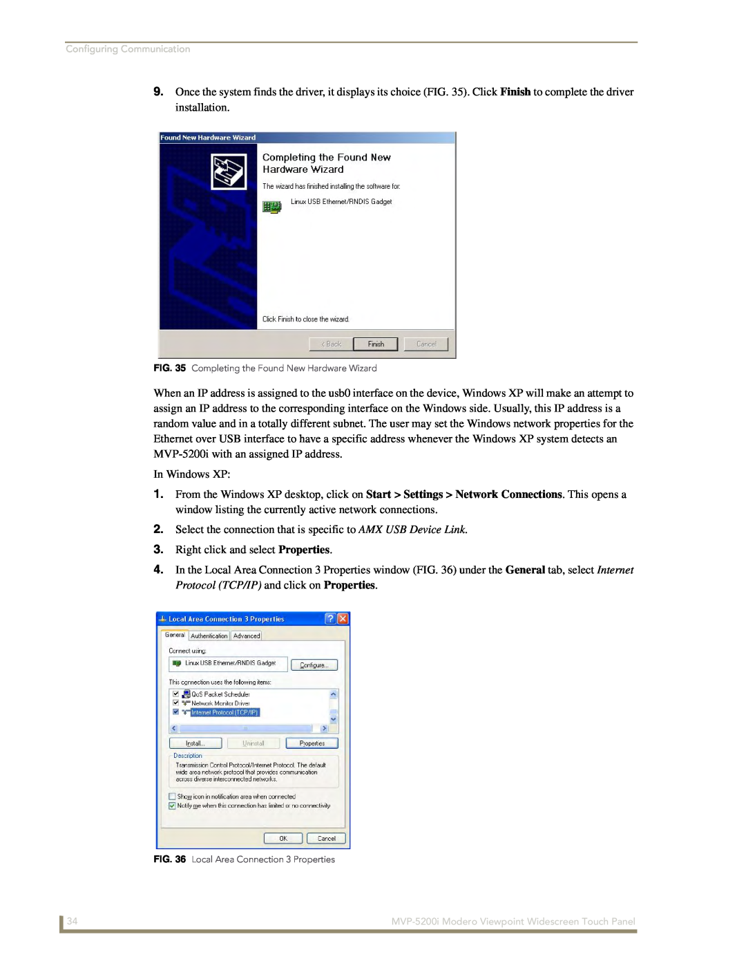 AMX MVP-5200i manual In Windows XP 