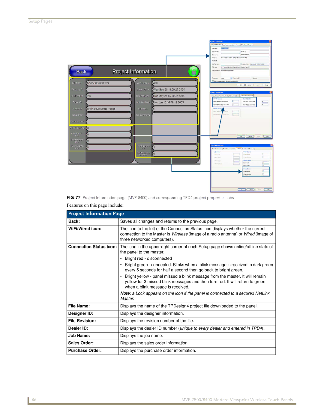 AMX MVP-7500/8400 manual Project Information 