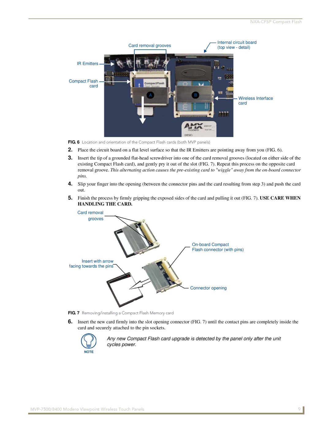 AMX MVP-7500/8400 manual Handling the Card 