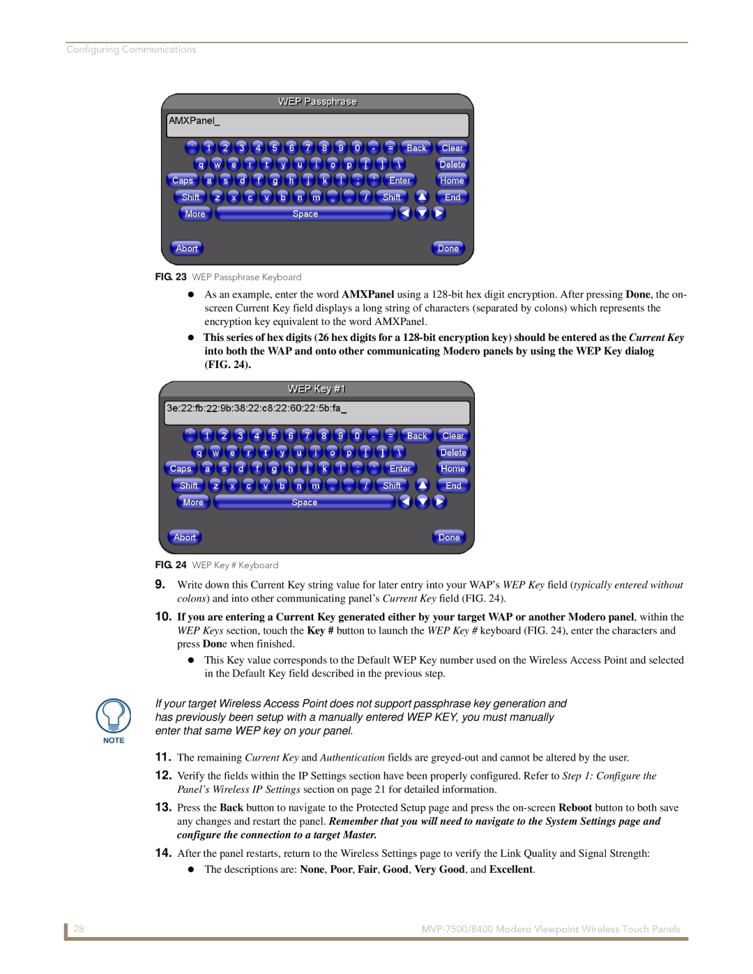 AMX MVP-7500/8400 manual WEP Passphrase Keyboard 