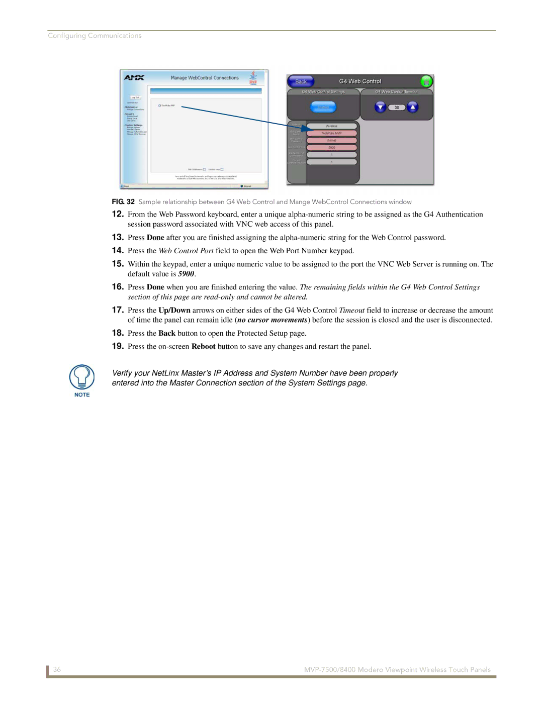 AMX MVP-7500/8400 manual Configuring Communications 