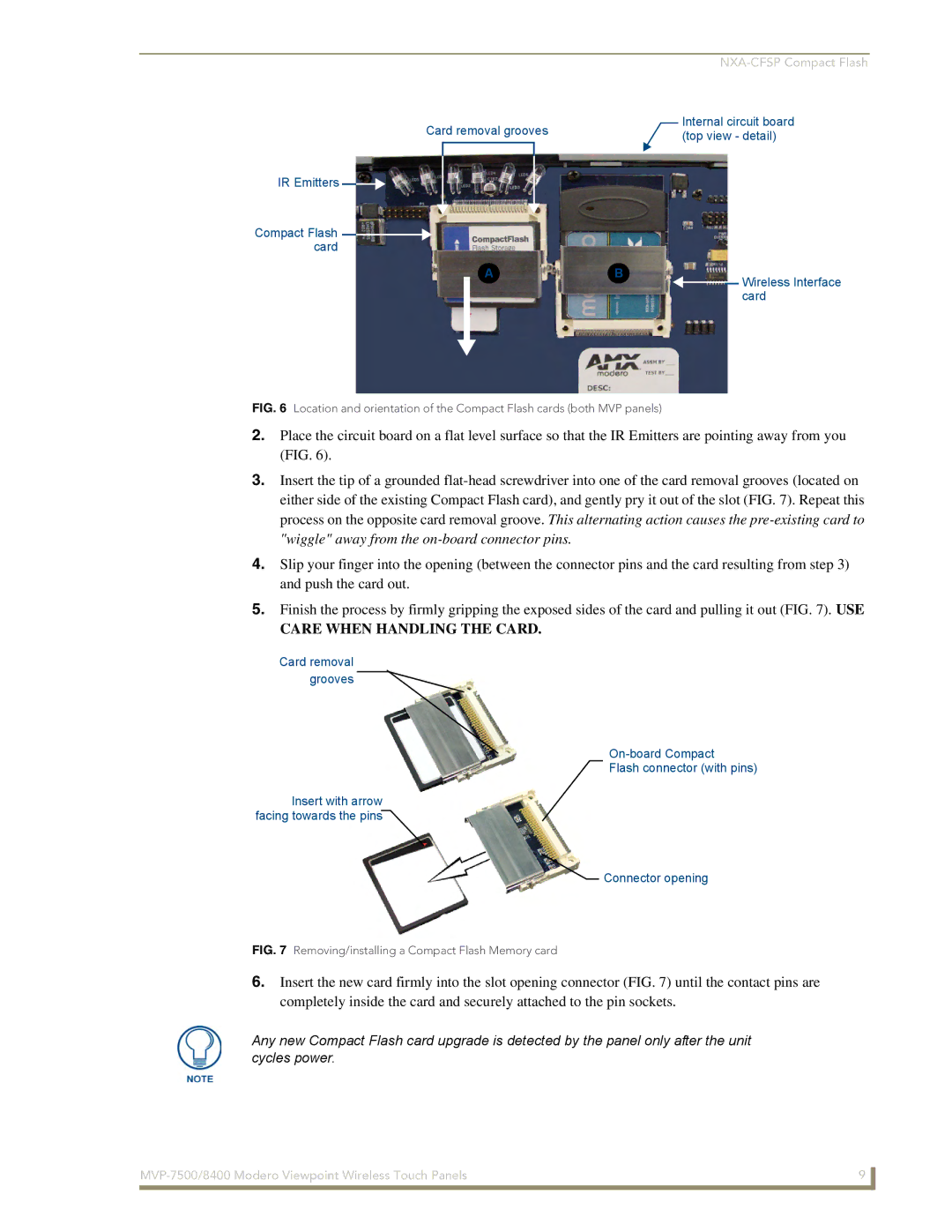 AMX MVP-8400 manual Care When Handling the Card 