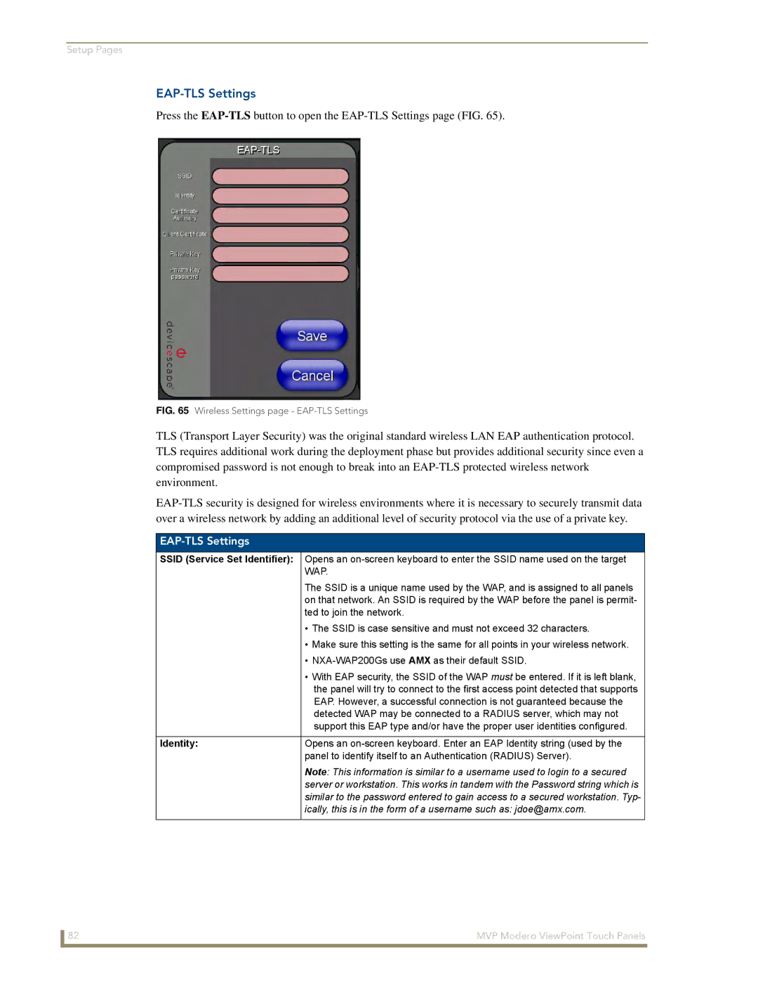 AMX MVP-8400 manual EAP-TLS Settings 