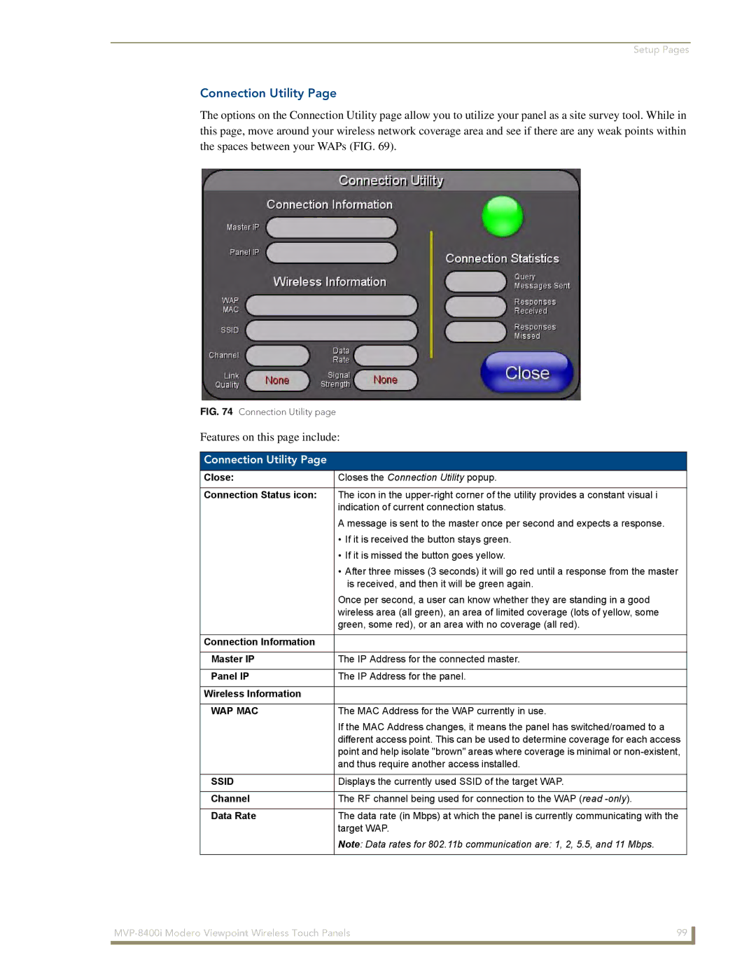 AMX MVP-8400i manual Connection Utility 