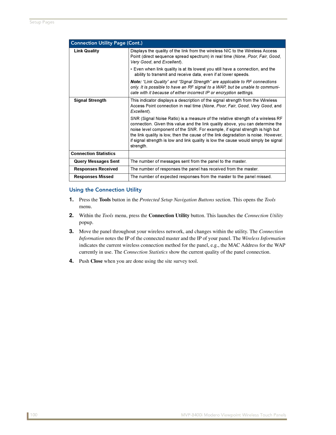 AMX MVP-8400i manual Using the Connection Utility 