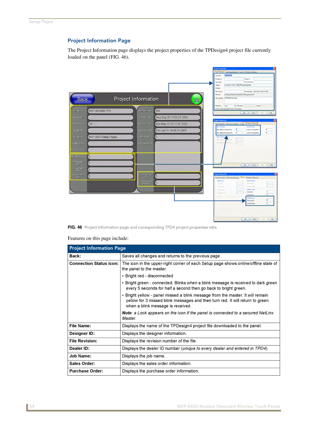 AMX MVP-8400i manual Project Information 