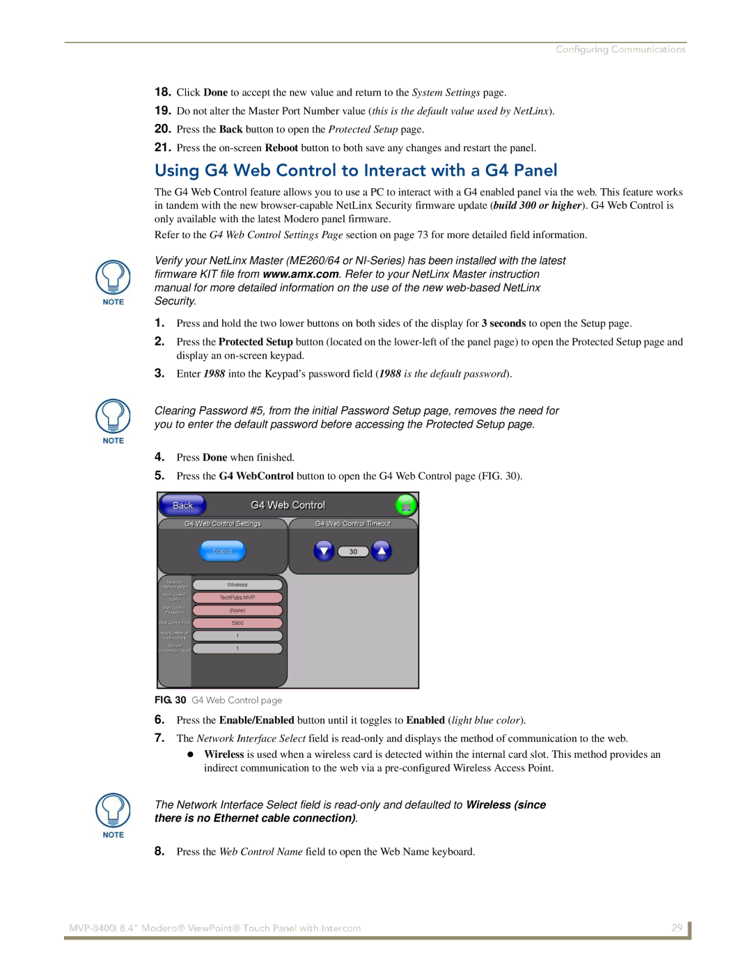 AMX MVP-8400i manual Using G4 Web Control to Interact with a G4 Panel 