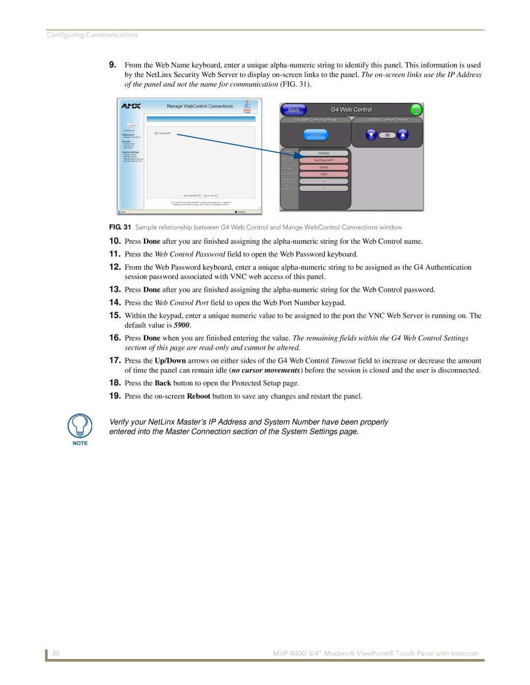 AMX MVP-8400i manual Configuring Communications 