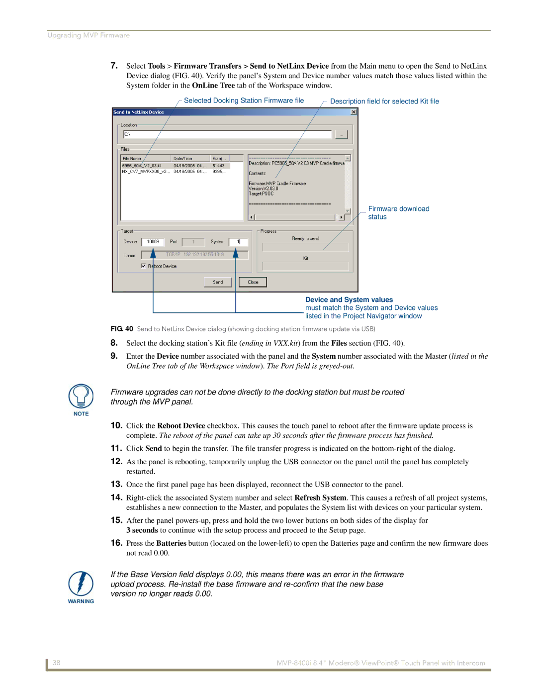 AMX MVP-8400i manual Device and System values 