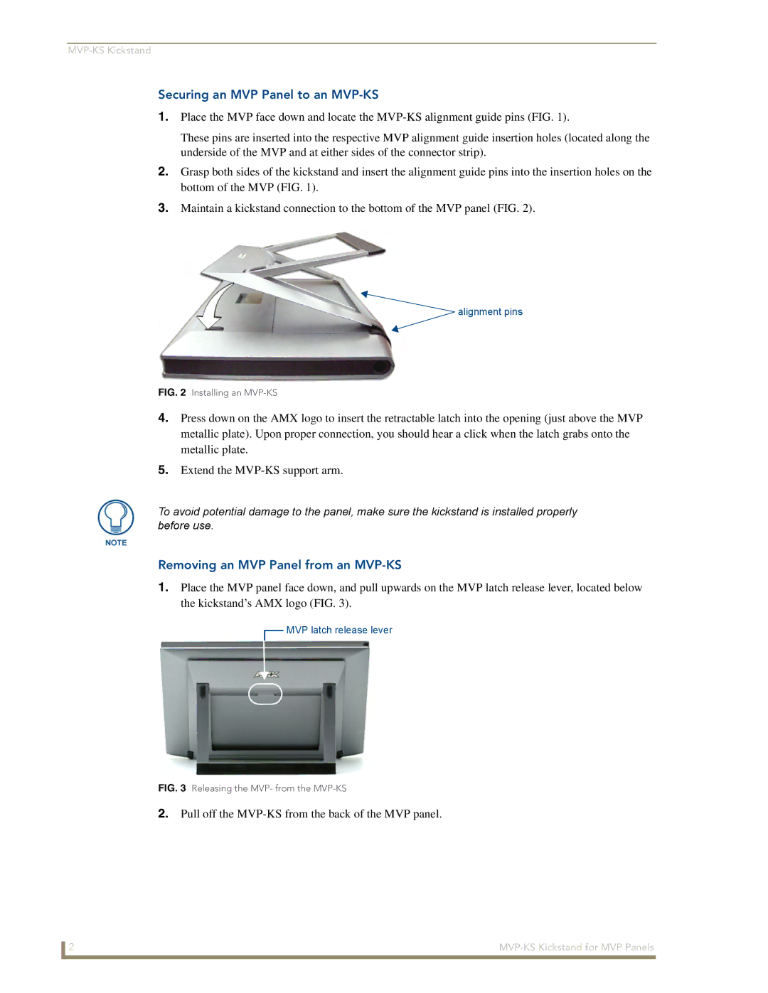 AMX manual Securing an MVP Panel to an MVP-KS 