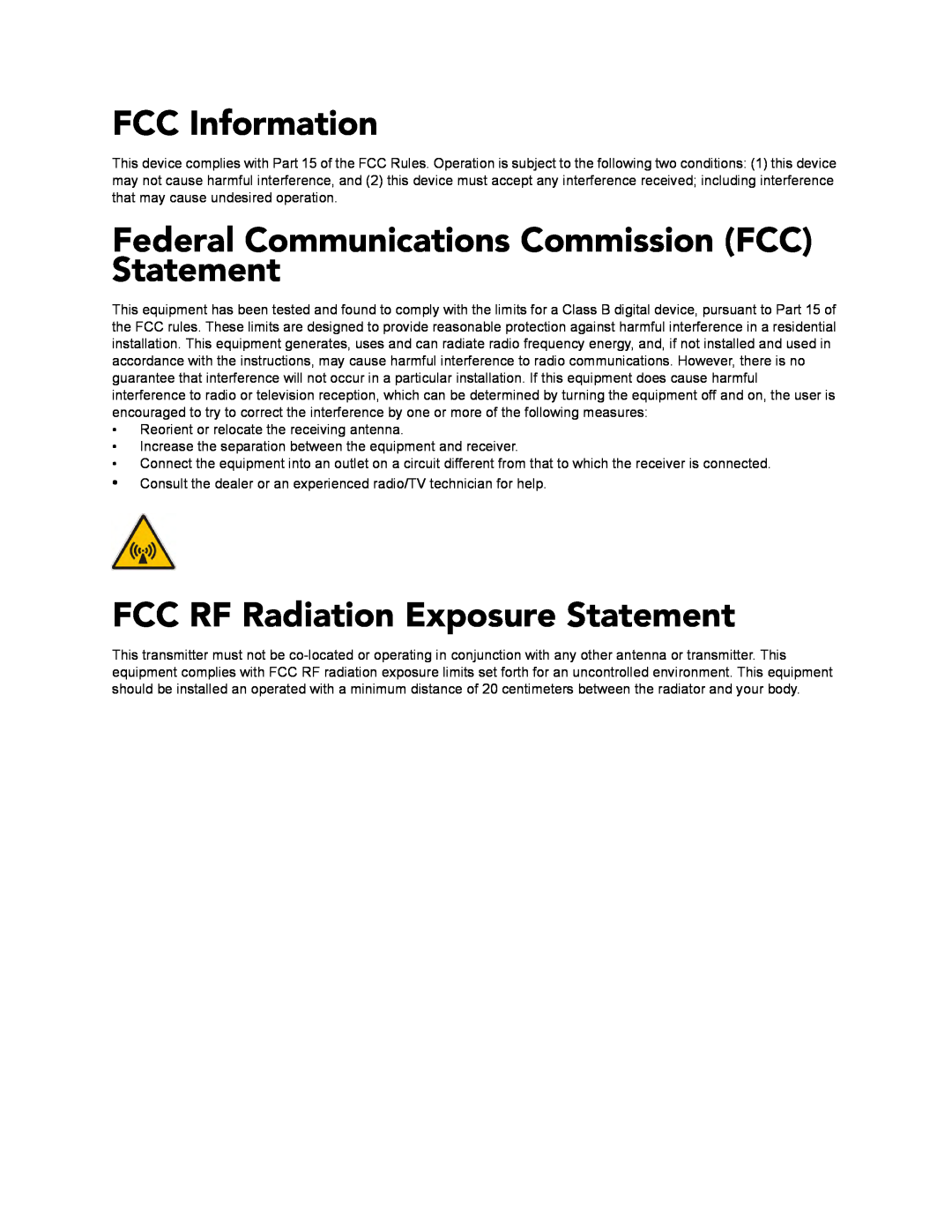 AMX MVP-KS manual FCC Information, Federal Communications Commission FCC Statement, FCC RF Radiation Exposure Statement 