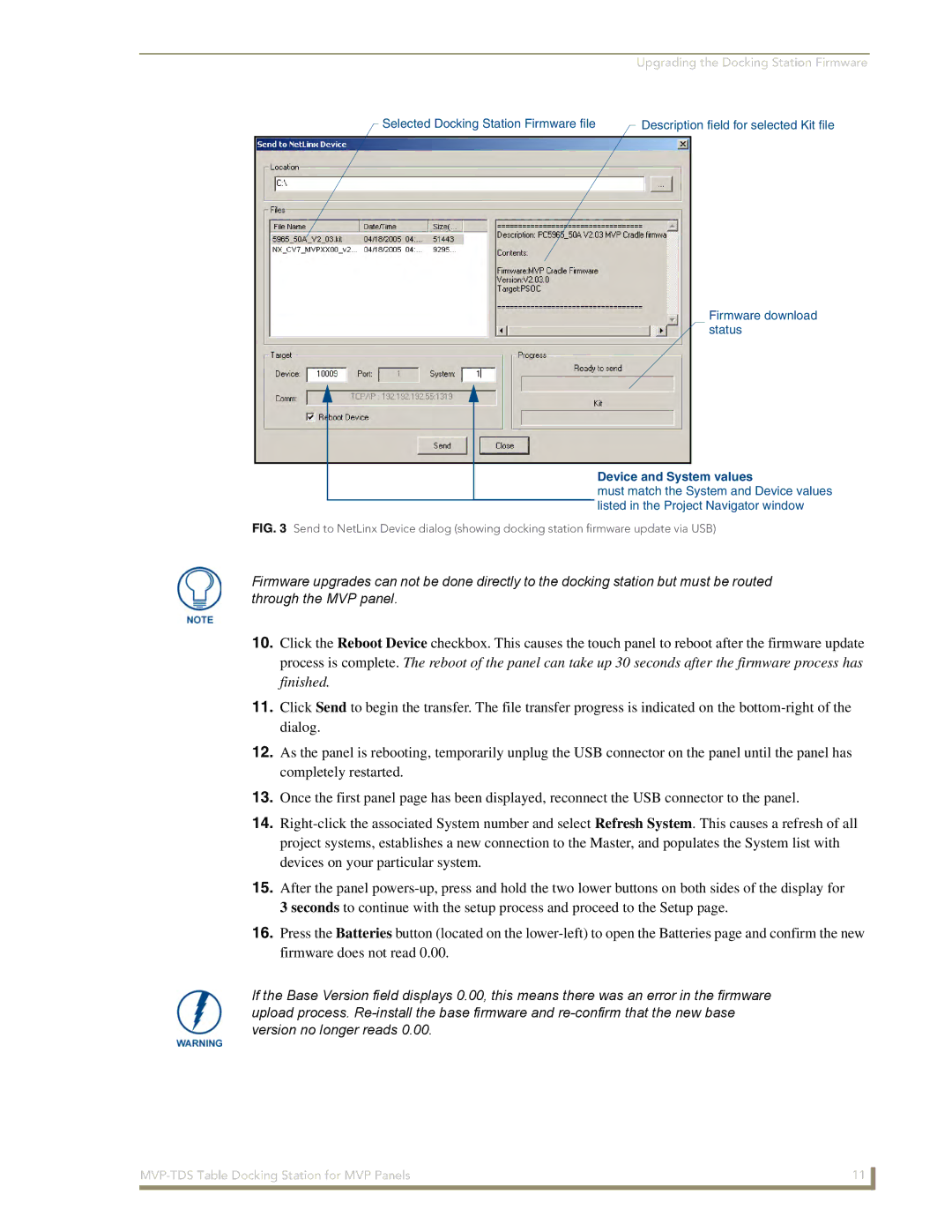 AMX MVP-TDS manual Device and System values 