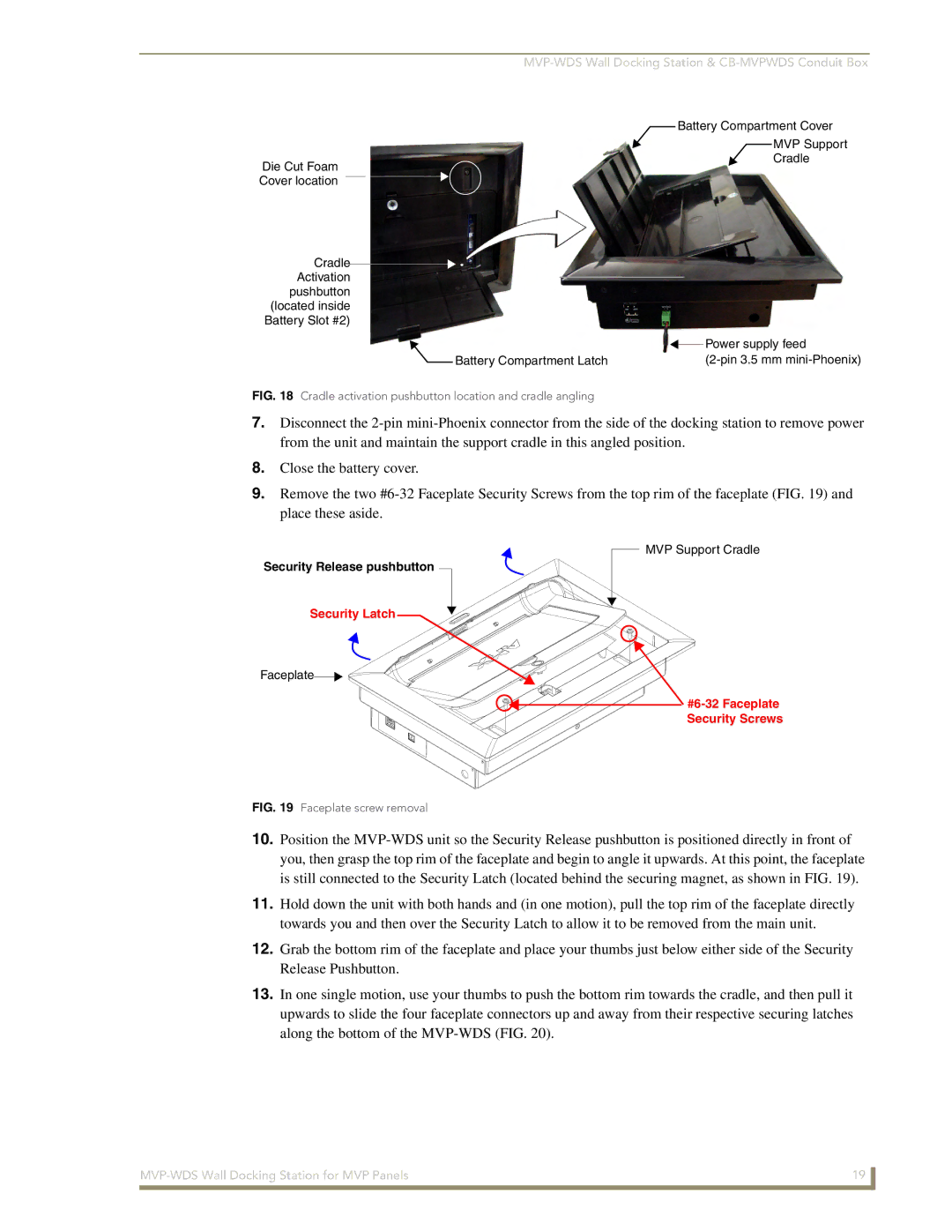 AMX MVP-WDS manual Security Latch 