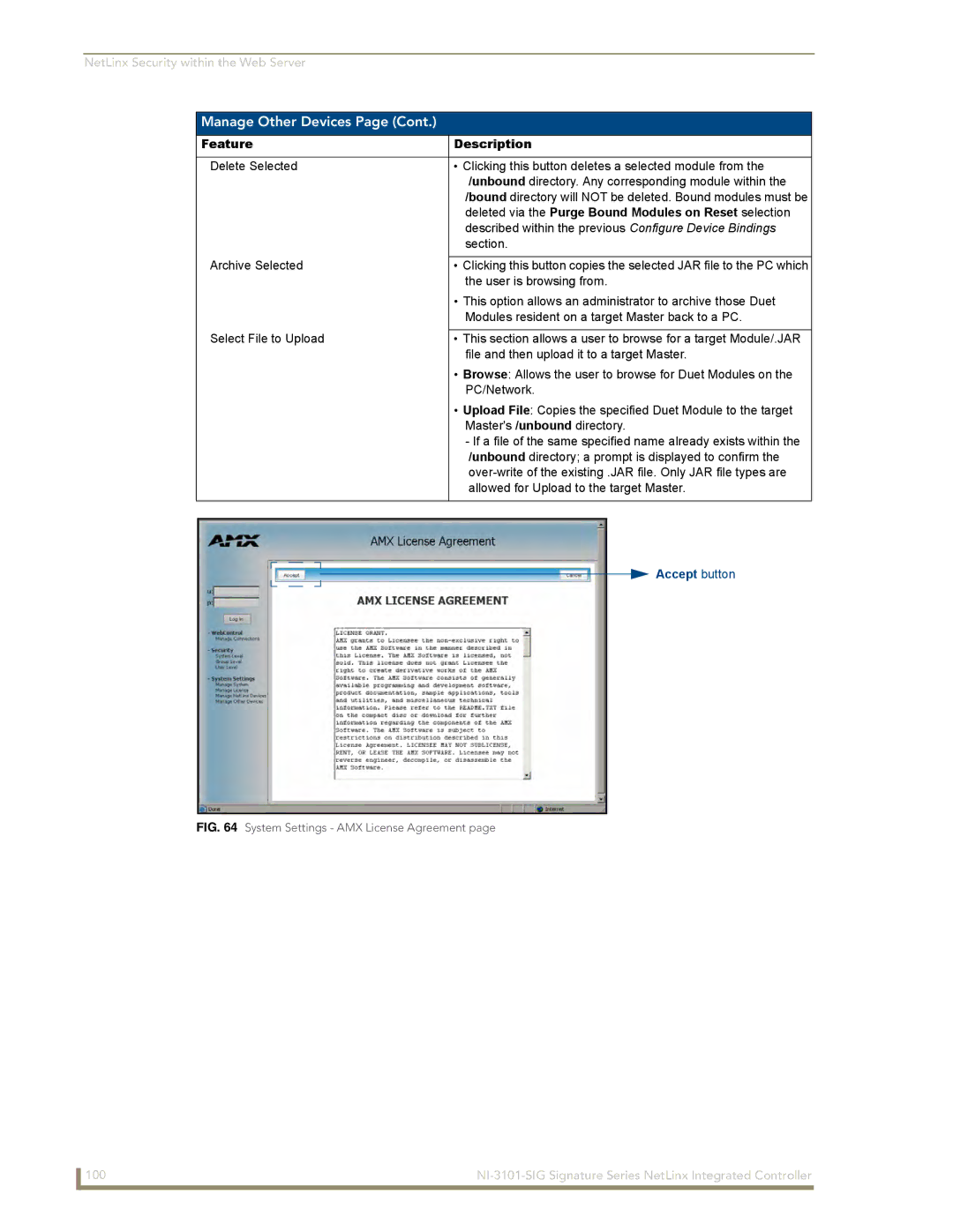 AMX NI-3101-SIG manual Deleted via the Purge Bound Modules on Reset selection 