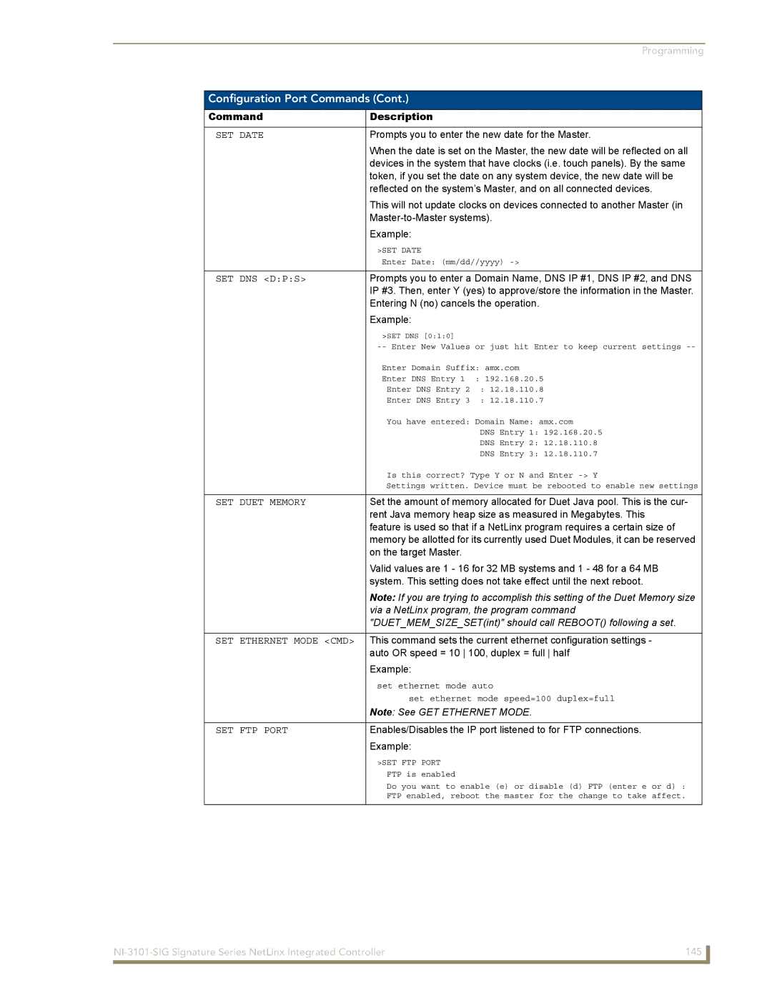 AMX NI-3101-SIG manual Prompts you to enter the new date for the Master, Master-to-Master systems 