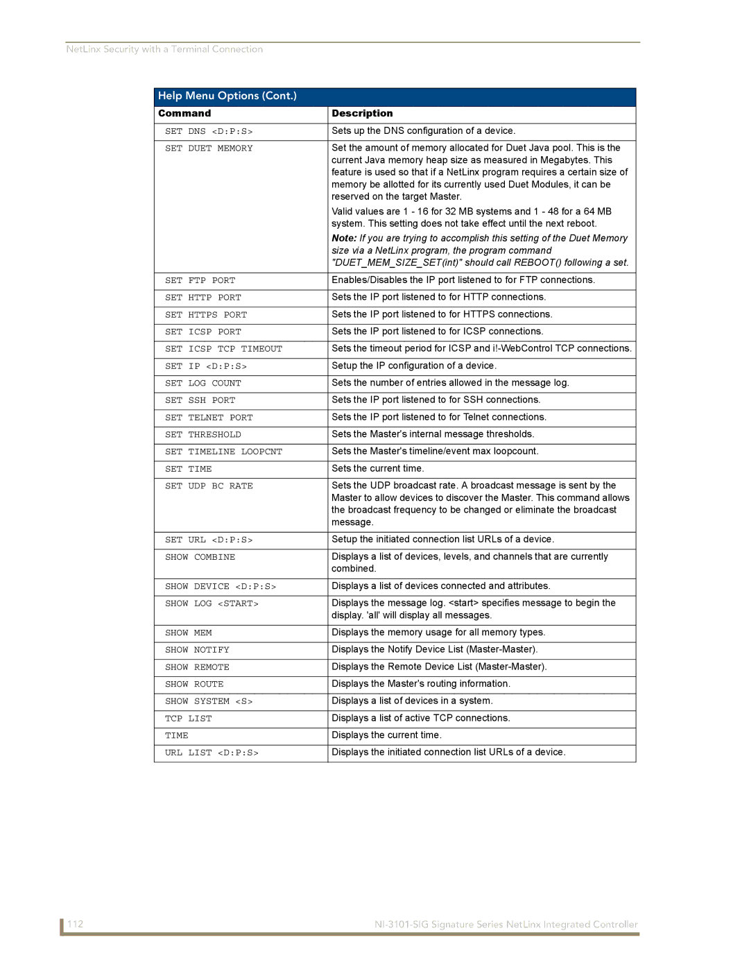 AMX NI-3101-SIG manual Size via a NetLinx program, the program command 