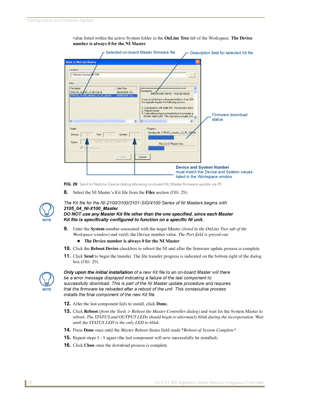 AMX NI-3101-SIG manual The Device number is always 0 for the NI Master 