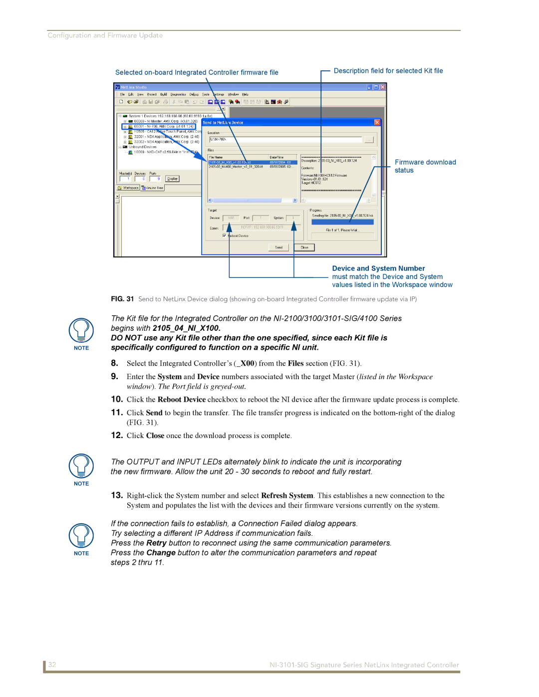 AMX NI-3101-SIG manual Configuration and Firmware Update 