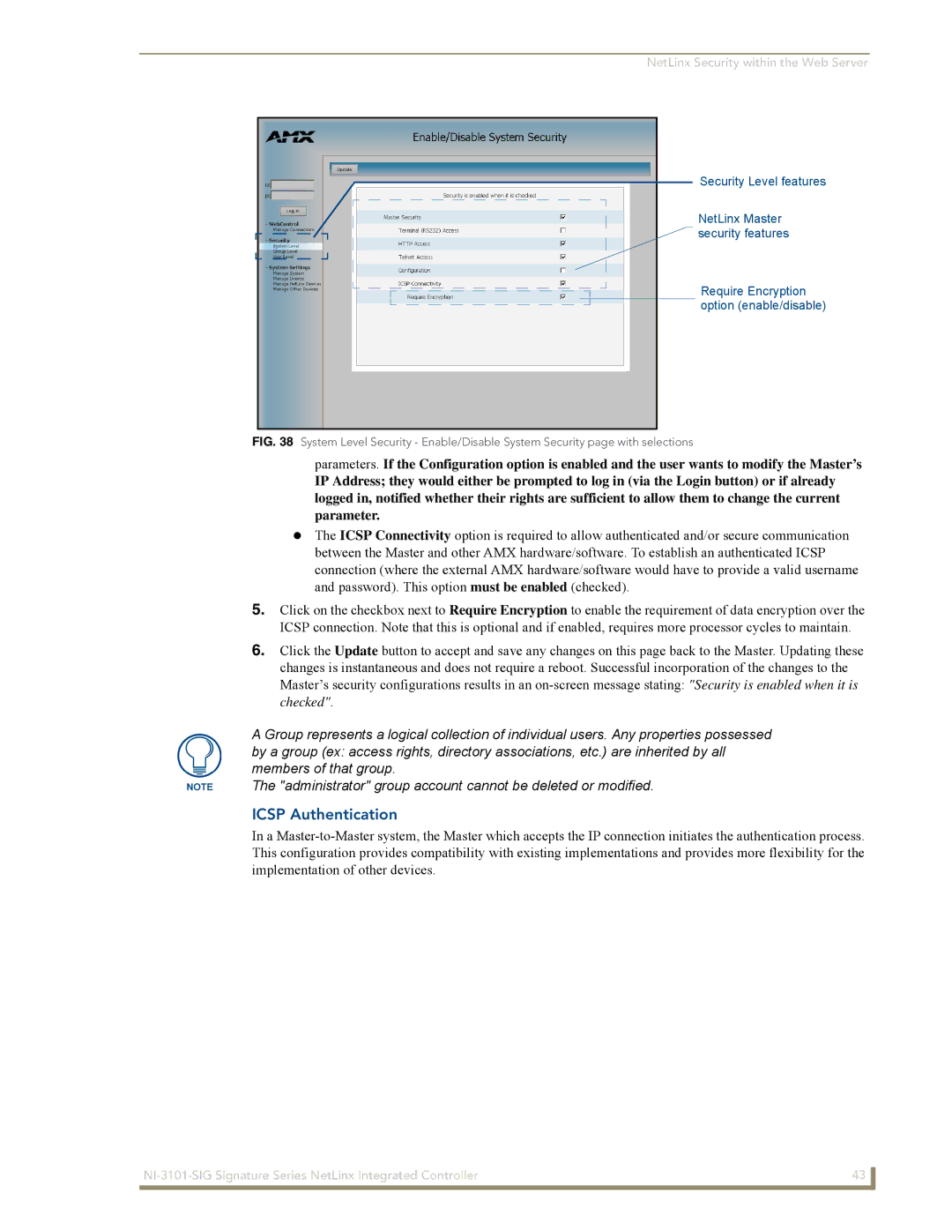 AMX NI-3101-SIG manual Icsp Authentication 