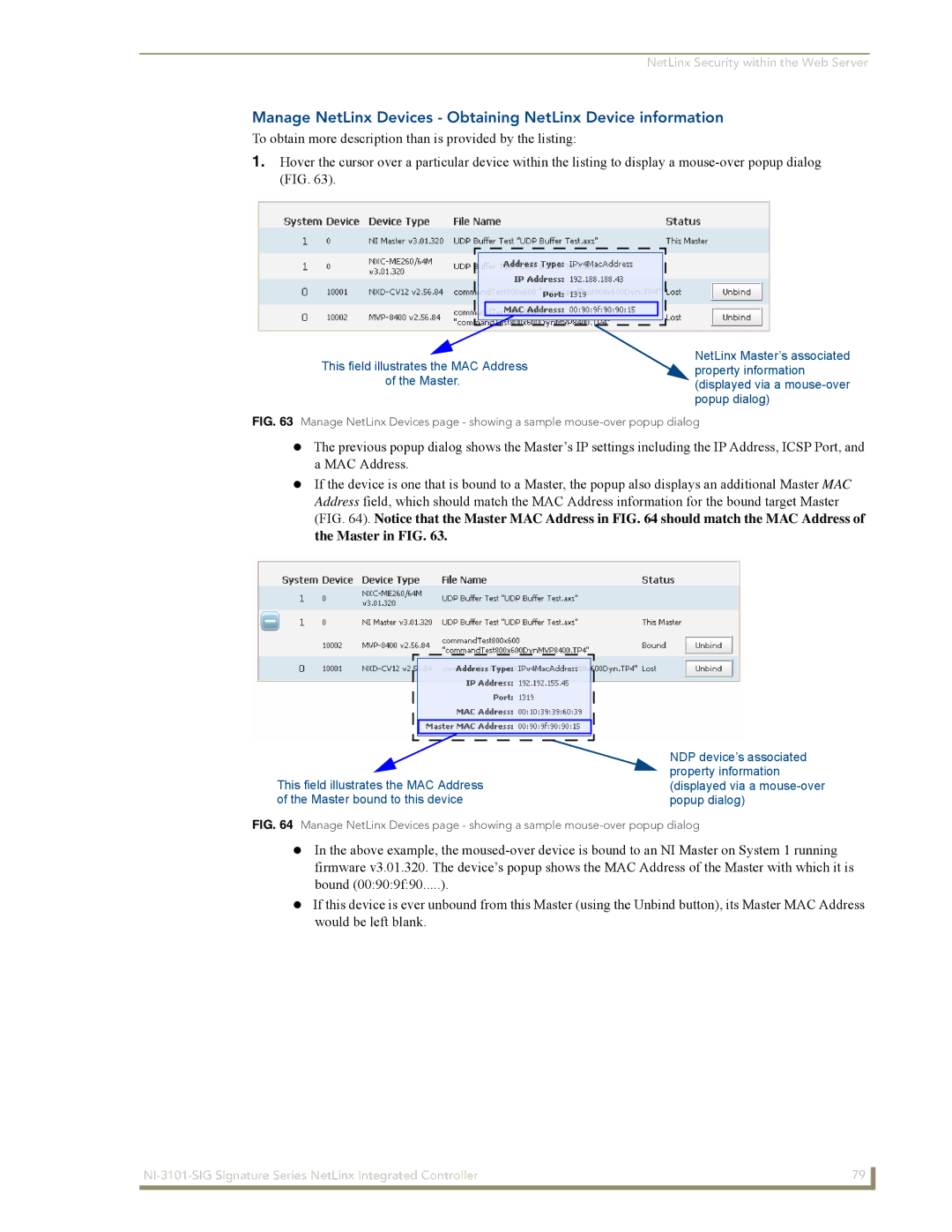 AMX NI-3101-SIG manual Manage NetLinx Devices Obtaining NetLinx Device information, Master in FIG 