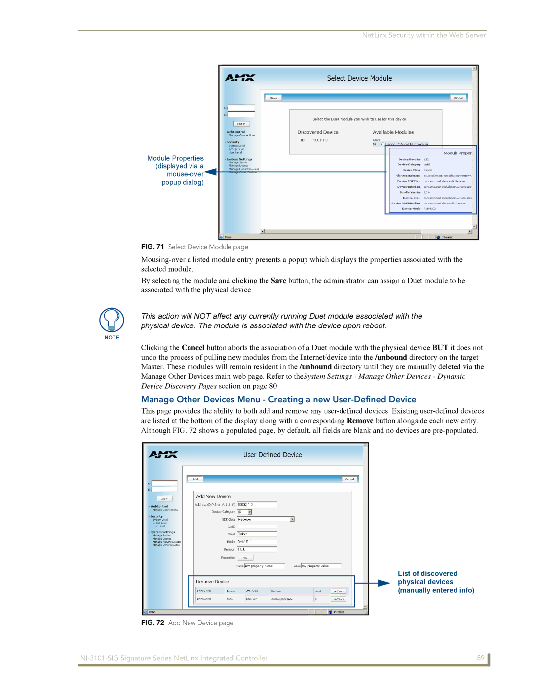 AMX NI-3101-SIG manual Manage Other Devices Menu Creating a new User-Defined Device 